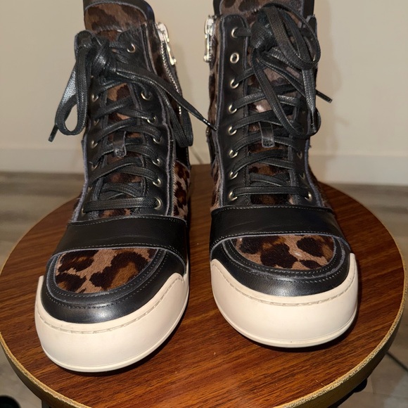 Balmain Leopard Print High-Top Sneakers